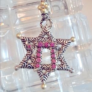 Barbara Bixby Sterling Silver, 18k gold, round garnet gemstones ”Star of David”
